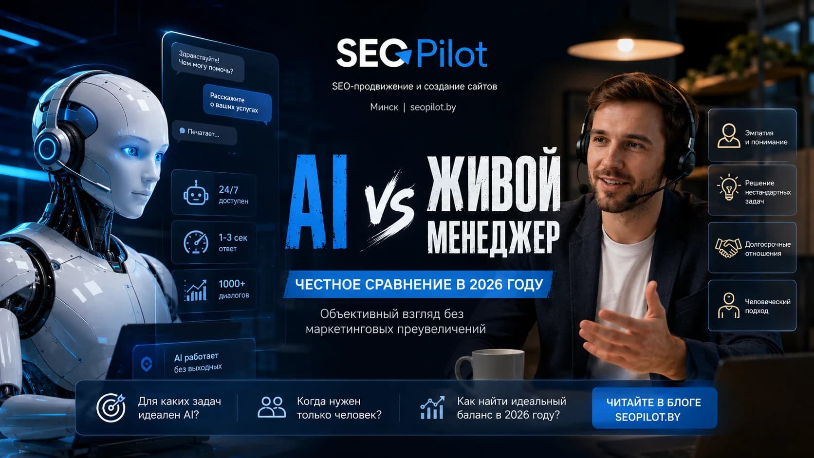 AI менеджер vs живой менеджер: честное сравнение в 2026 году