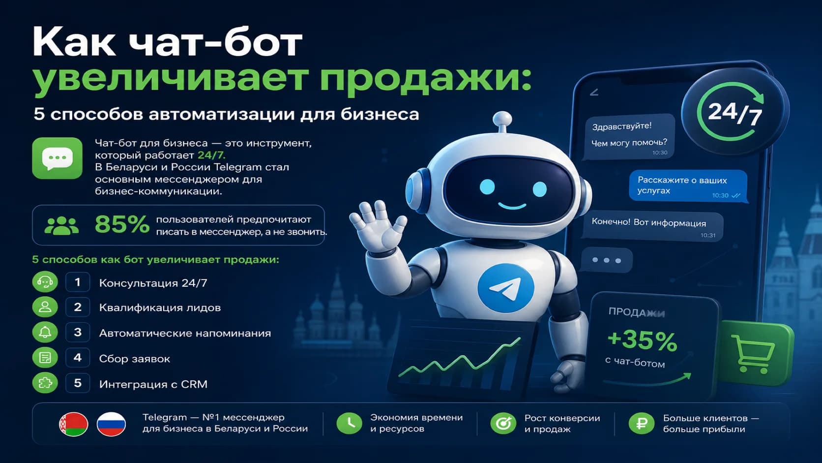 Как чат-бот увеличивает продажи: 5 способов автоматизации для бизнеса