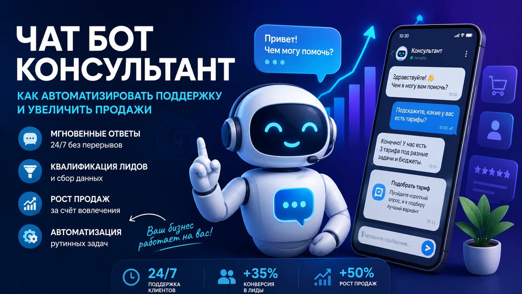 Чат бот консультант: как автоматизировать поддержку и увеличить продажи